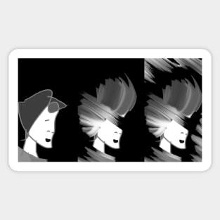 Lady in black and white Sticker